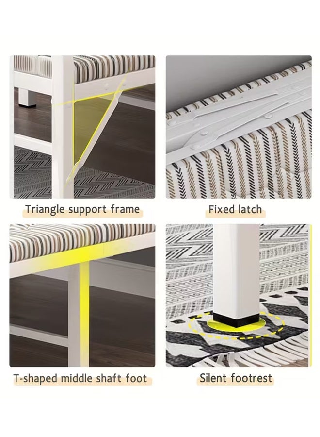 Beauenty Folding Bed for Adults Size 190x 100cm Folding Single Bed Heavy Duty Steel Metal Platform Bed Frame with Tool Free Setup for Tent Office Outdoor Travel Supports 330 lbs( White) - Image 5